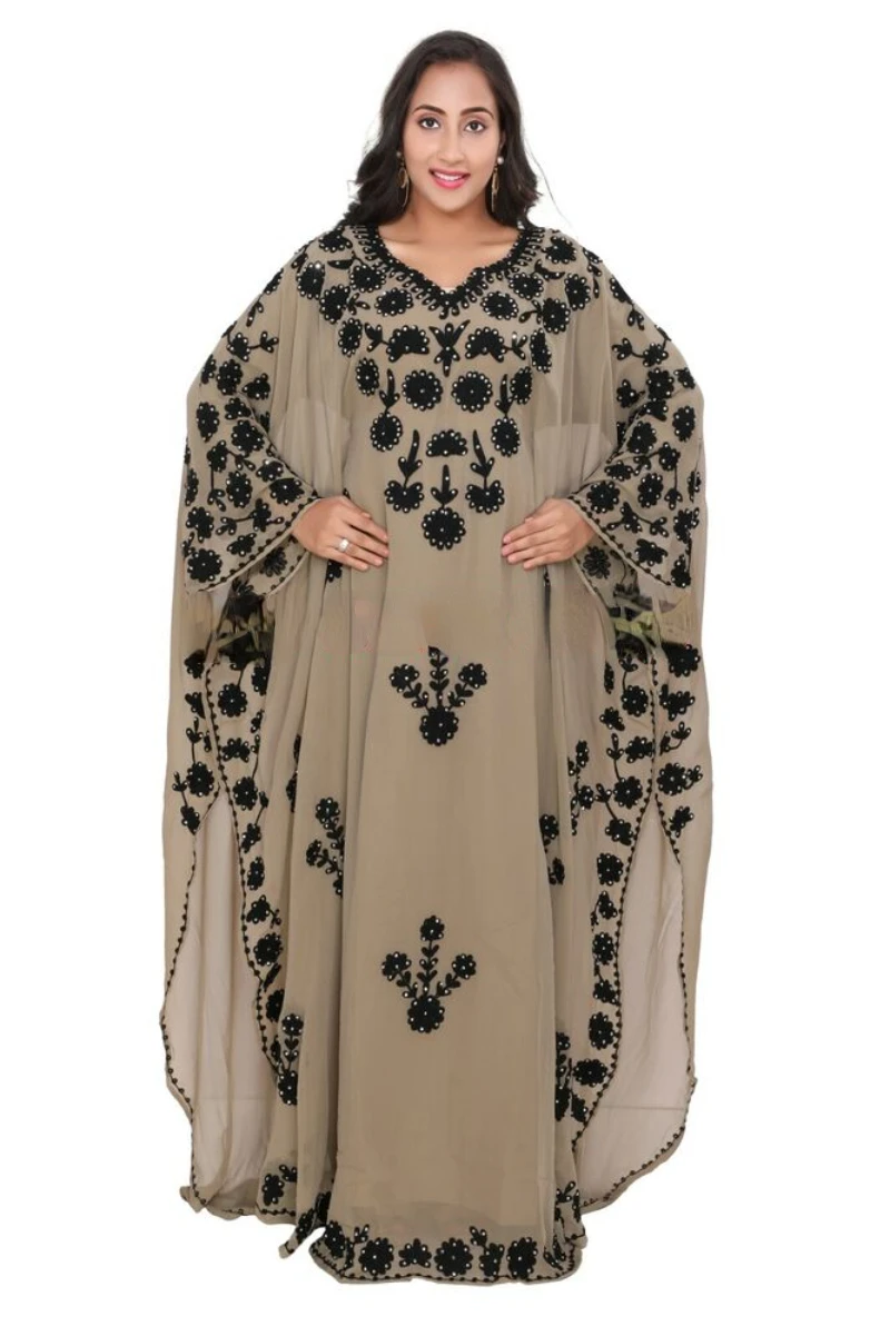 

MOROCCAN DUBAI AARI KAFTANS ABAYA FARASHA DRESS VERY FANCY LONG GOWN