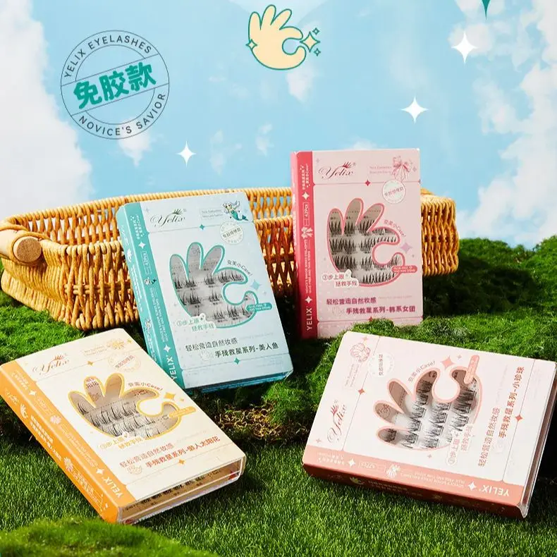 Kleberfreie falsche Wimpern, selbstklebend, natürliche Kurve, weiche Wurzelwimpern, 9–12 mm, DIY segmentierte Wimpern, Vergrößern, Augen-Make-up-Werkzeug