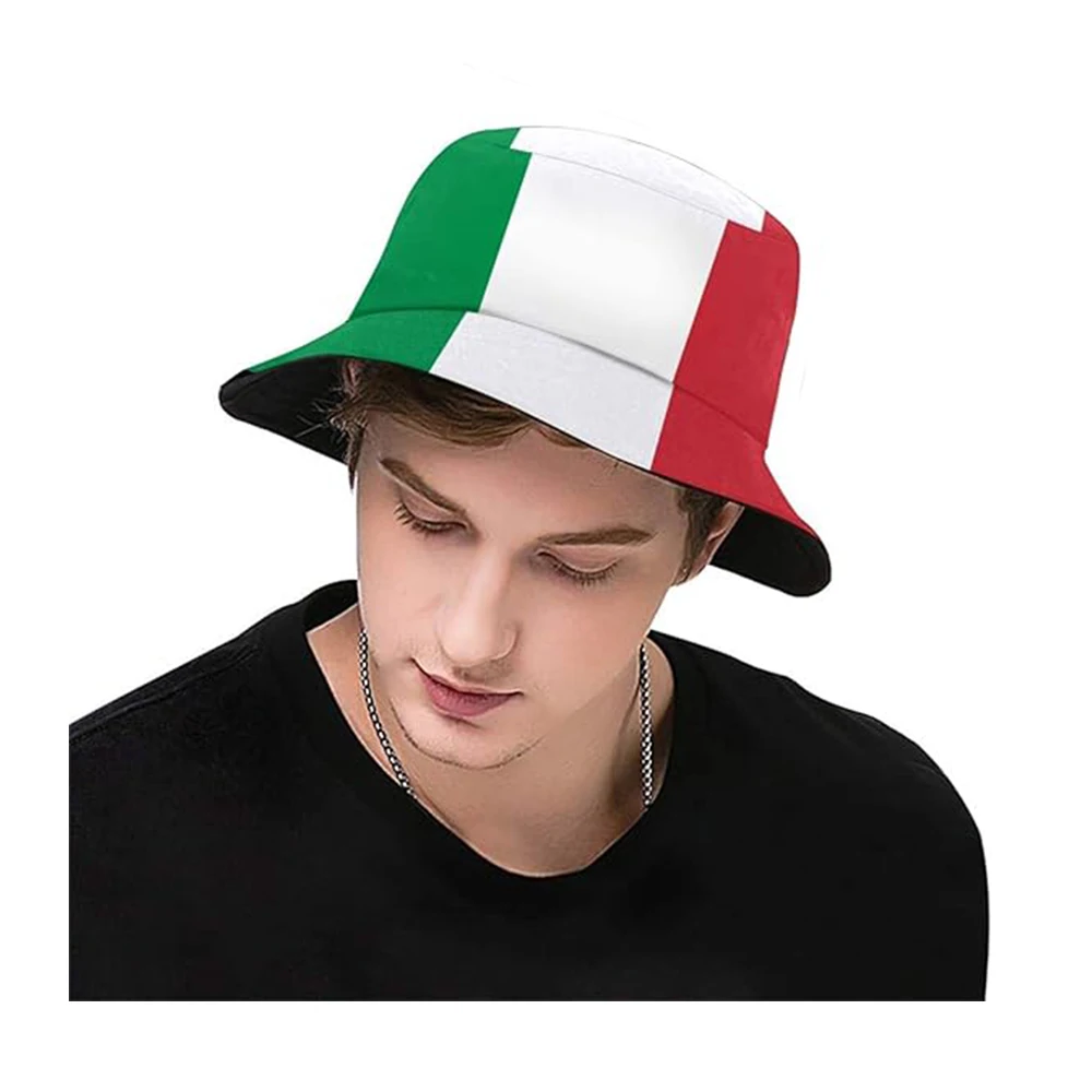 Flagicts Free Size 100% Polyester Italian flag bucket hat