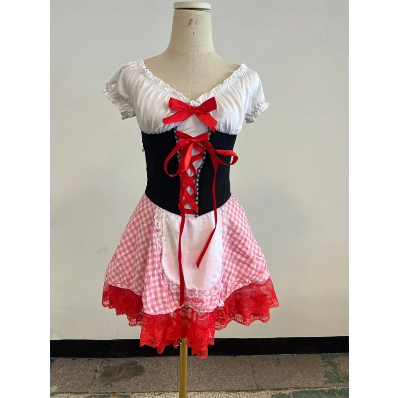 Costume di Halloween per donne adulte Little Red Riding Cosplay con cappuccio Uniformi da gioco fantasy Vestito operato da mantello da festa