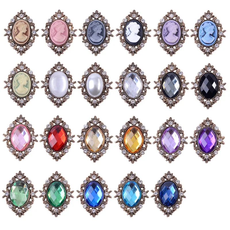 

100 pieces set hair accessories DIY material, bridal shoes, clothing and bags handmade retro inlaid oval water crystal