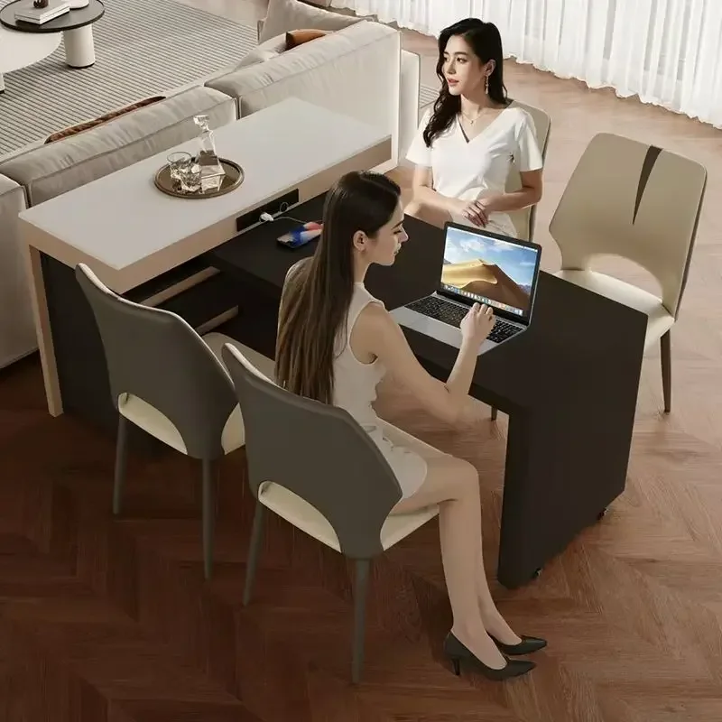 Household rotating multi-functional small apartment solid wood Nakajima tea making table