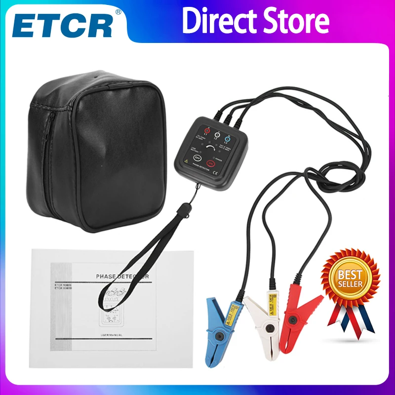 ETCR 1000A Non-Contact 3 Phase Rotation Tester Indicator Detector,Meets IEC-10101 (EN61010) ,CAT III (600V) Safety Requirement.