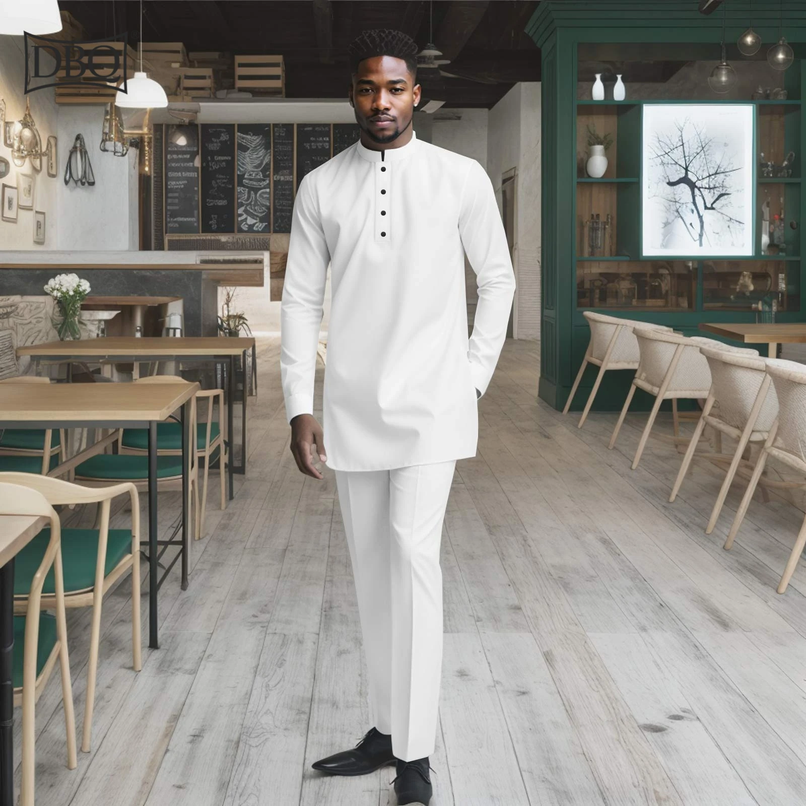 DBQ African Clothes for Men Soild Color Shirts Jacket Pants Set Plus Size Casual Outwear Traditional BD171