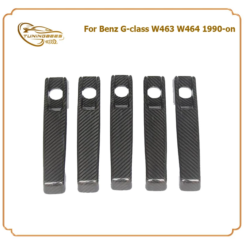 Add on Full Dry Carbon Fiber Side Door Handle Cover Trim Stickers for Benz G-class W463 W464 G500 G55 G63 G65 1990-2018 5 Pieces