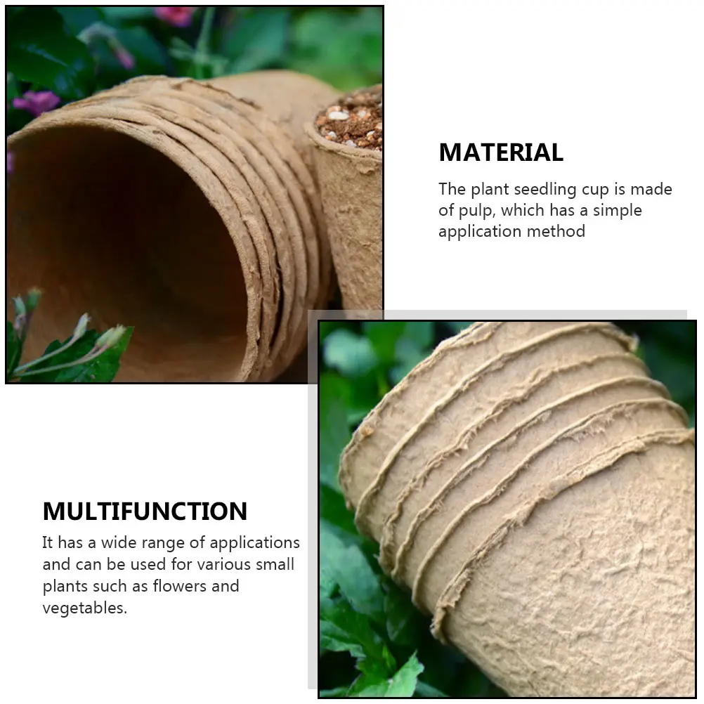 

25pcs Plant Pulp Nursery Cups Germinating Containers Moisture Proof Environment Flower Vegetable Seeds Growth Planter Trays