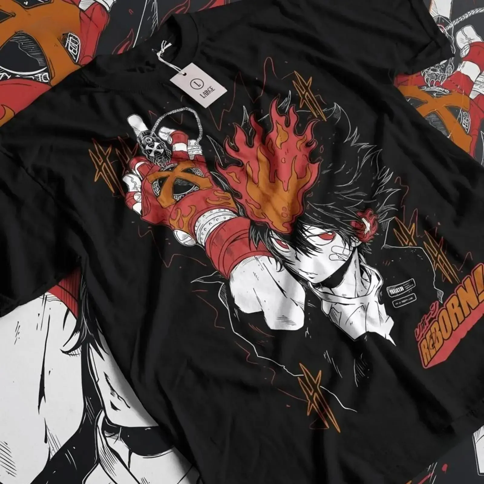 Katekyo Hitman Reborn Arcobaleno T Shirt Black All Size Japan Anime Vintage Streetwear Slightly Versatile Casual Fashion Tops