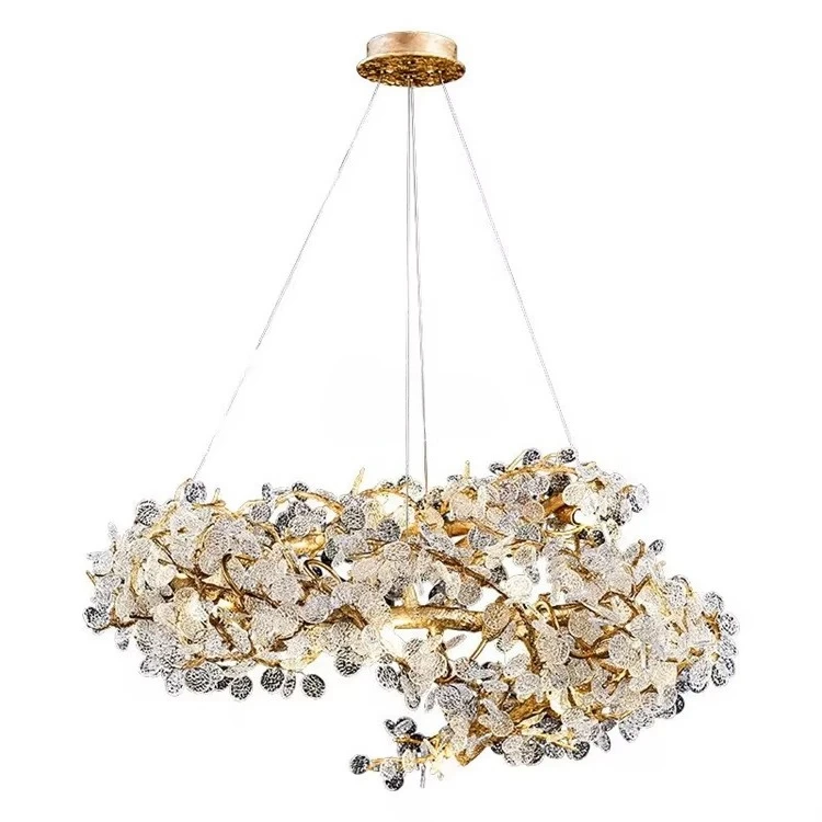 

* Creative Branches Hotel Lamp Raw Silk Glass Led Large Modern Chandelier Living Room Bedroom Sale