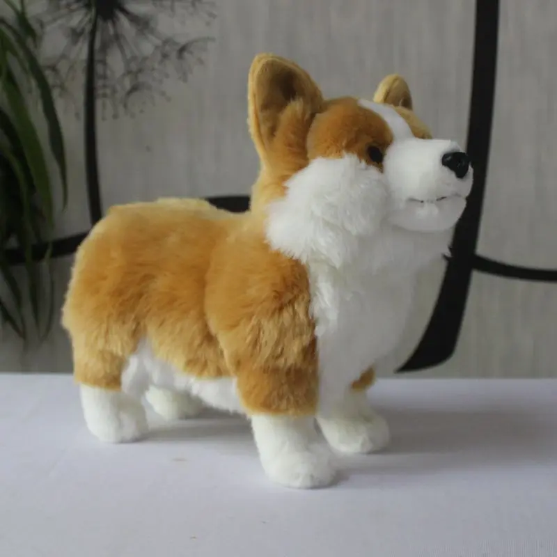 จําลองใหม่ตุ๊กตาสุนัขเวลส์-Corgi ของเล่นสุนัขคุณภาพสูงตุ๊กตาสุนัขของขวัญประมาณ 30x23 ซม