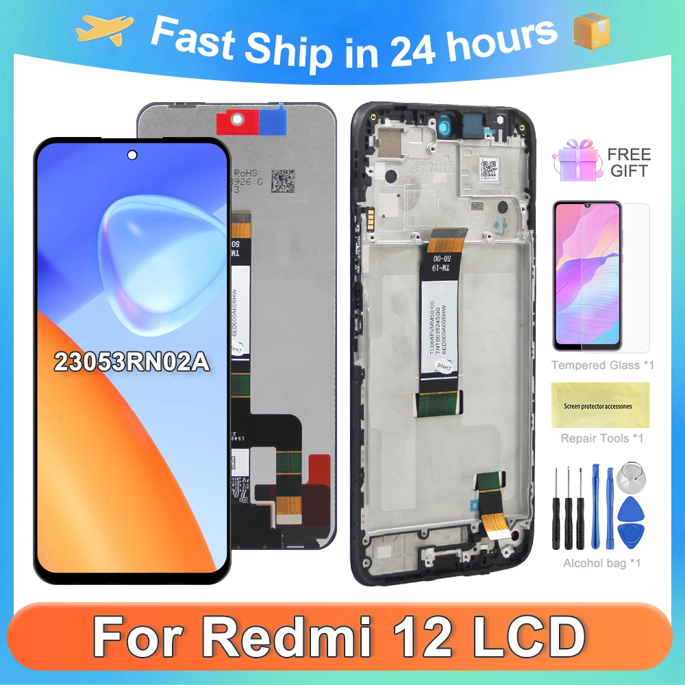 

For Xiaomi Redmi 12 OEM 6.79''For 23053RN02I 23053RN02Y 23053RN02A LCD Display Touch Screen Digitizer Assembly Replacement