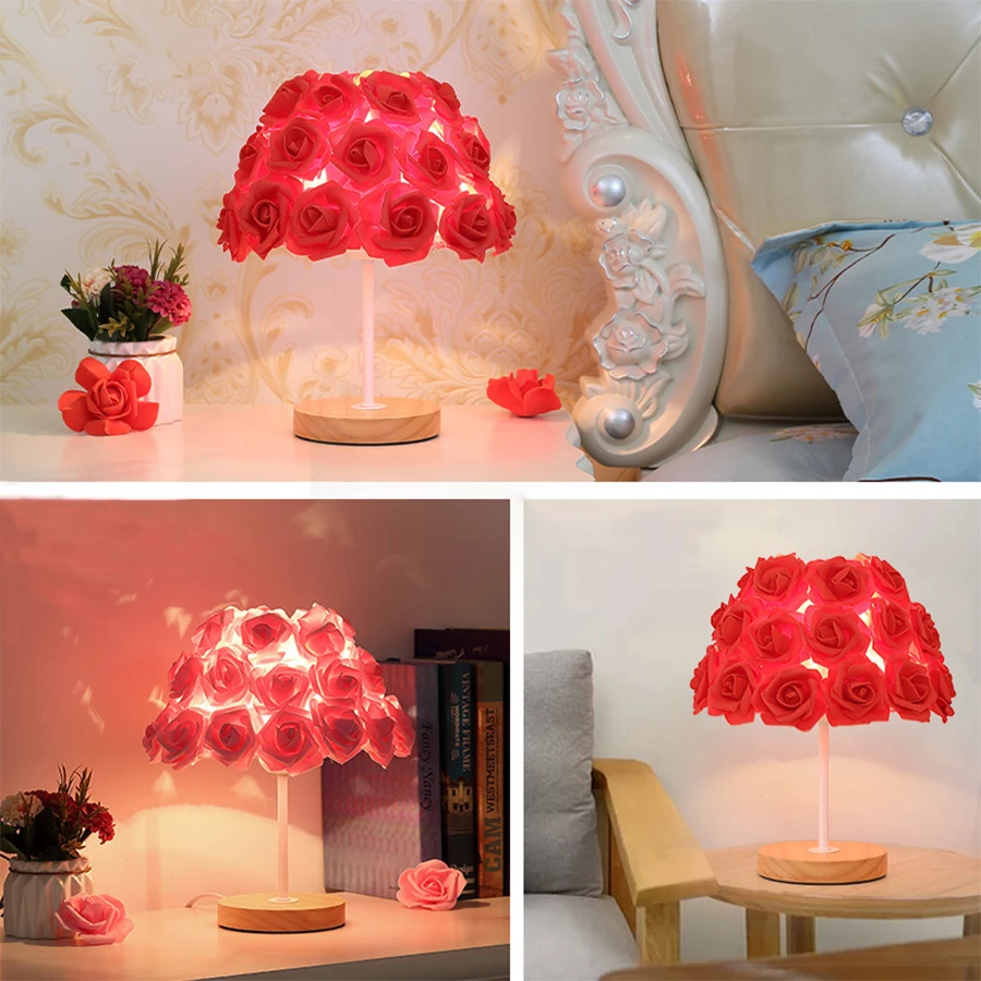 2024 Nieuwe Moderne Bruiloft Decoratie Tafellamp Valentijnsdag Cadeau Bruiloft Verrassing Creatieve Leuke Bedlamp Creatieve Roos Lamp