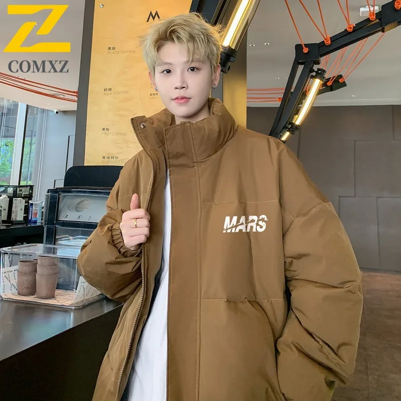 

COMXZ 2025, осень-зима, новая мужская хлопковая куртка с воротником-стойкой, повседневное пальто с буквенным принтом MY308 P60, модная верхняя одежда