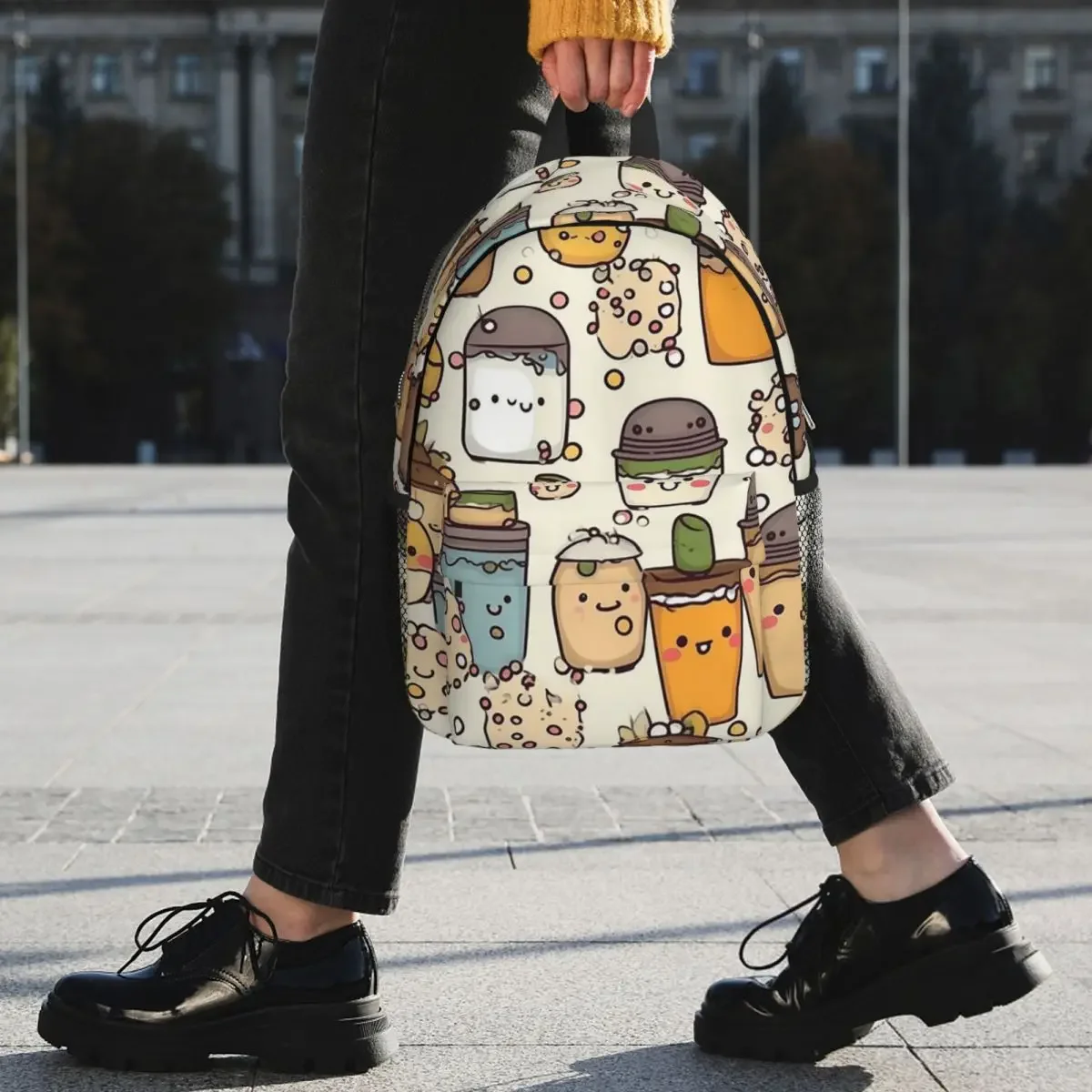 Boba Bubble Tea-mochilas con patrón colorido de dibujos animados, mochila para adolescentes, mochilas escolares de dibujos animados para niños, mochila de viaje, bolso de hombro