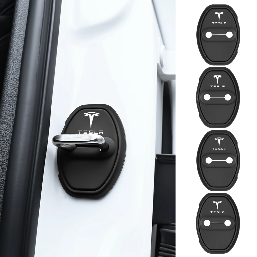 Couvercle de serrure de porte de voiture en Silicone, autocollants de protection, accessoire pour Tesla modèle 3 modèle S X modèle Y Roadster SpaceX Cybertruck, 2/4 pièces