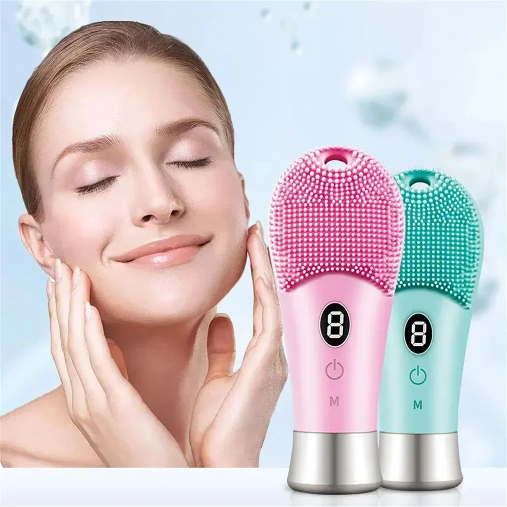 Ultrasonic Skin Sonic Scrubber Facial Brush Cleaner Spinning High Frequency Vibration Face Silicon Recharagable 9 Gears Electric