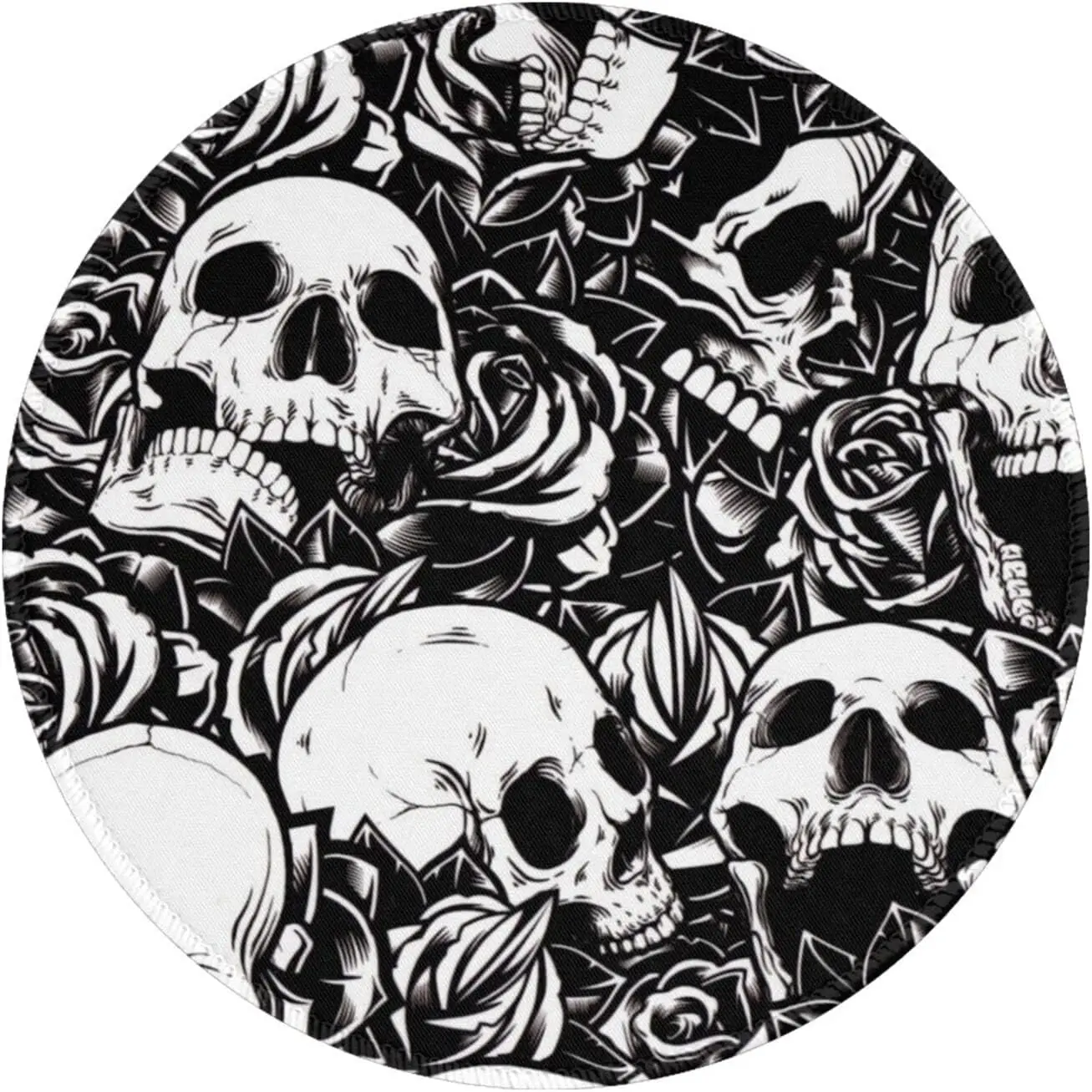 

Round Skull Mouse Mat Non-Slip Rubber Base Mousepad with Stitched Edges for Gaming Office Computer Pc Women Men 7.9 X 7.9 inch