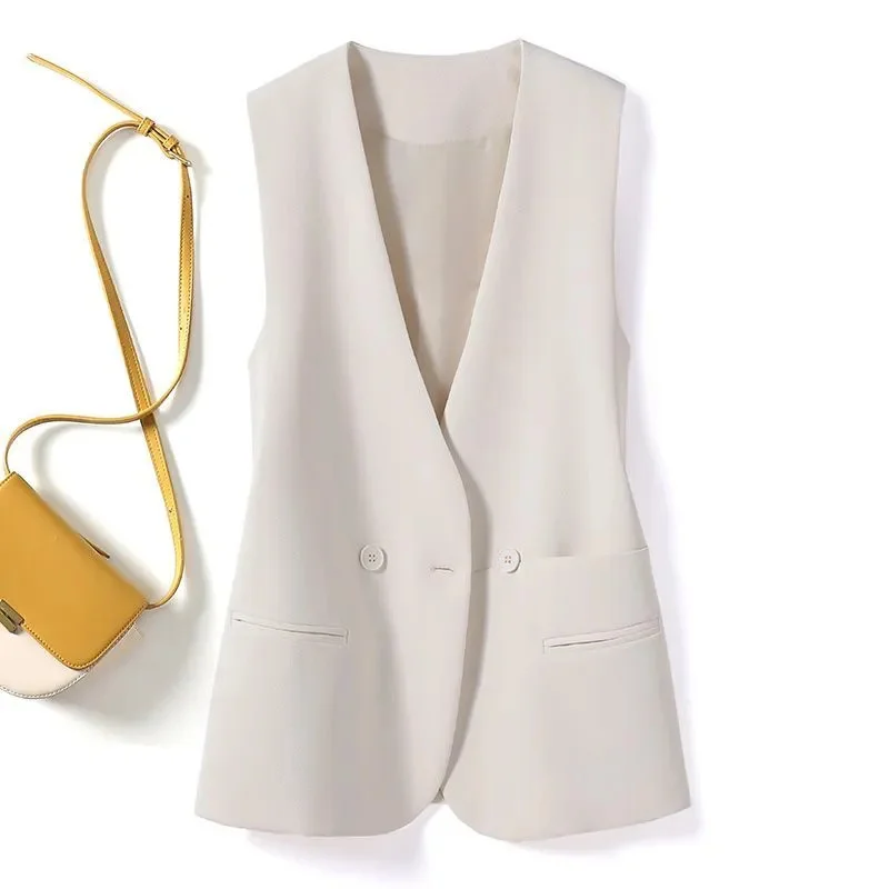 Black Office Suit Vest Jacket For women\'s Clothing 2025 New Korean version Loose Sleeveless Coat Casual Waistcoat Feminine