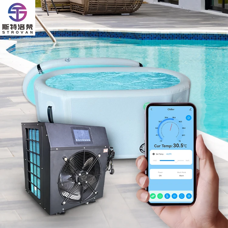 

2HP heating and cooling machine WiFi pipeline pump UV ozone water pipe black inflatable bath tub (100*90cm)