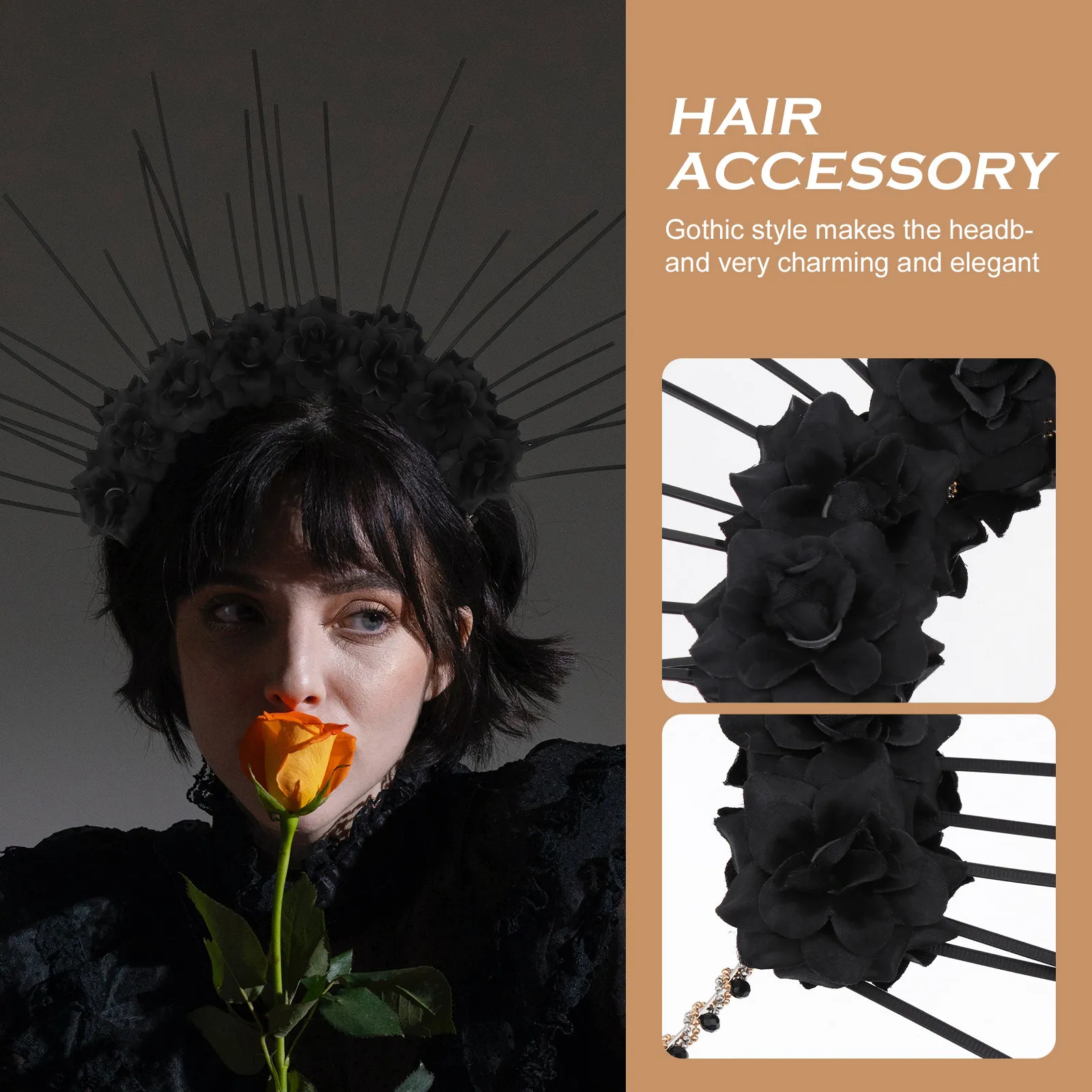 

1Pcs Gothic Flower Headband Delicate Lolita Hairband Party Prom Costume Cosplay Hair Decor Gothic Headdress Lolita Hairband