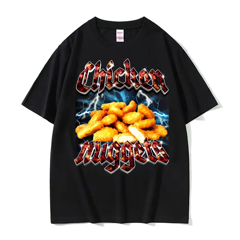 Funny Chicken Nuggets Vintage Style Meme Graphic T-shirt Men Women Kids Gothic Oversized T Shirt 100% Cotton Comfort T-shirts