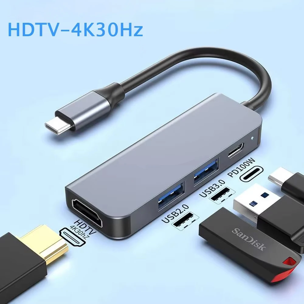 6/5/4/3 Ports USB C Hub to 4K HDMI-Compatible PD Fast Charge USB 3.0 2.0 HUB 4K 30Hz Charging Docking for MacBook iPad