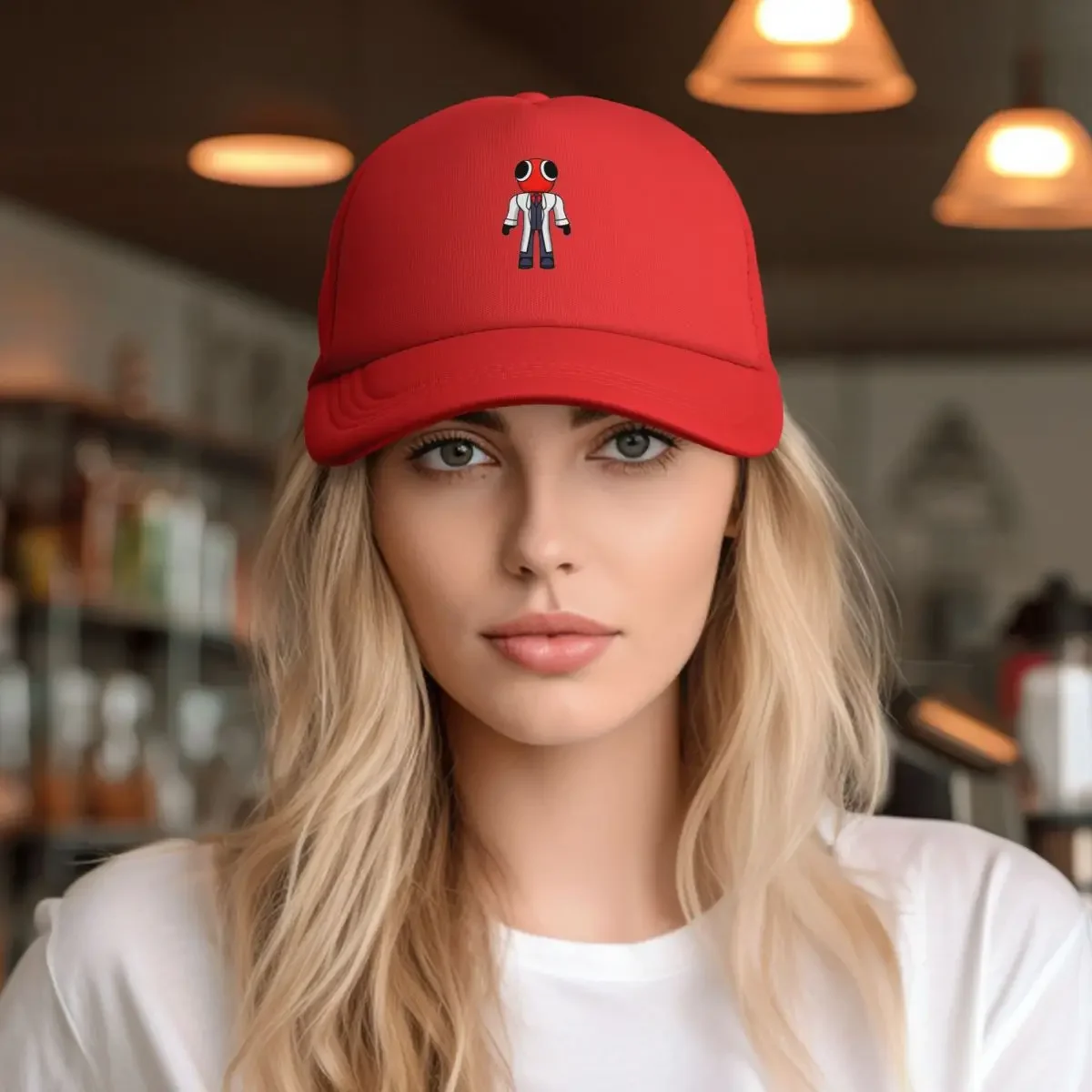 Red Scientist Rainbow Friend Mesh Baseball Caps Snapback Fashion Baseball Hats Breathable Casual Casquette Outdoor Unisex