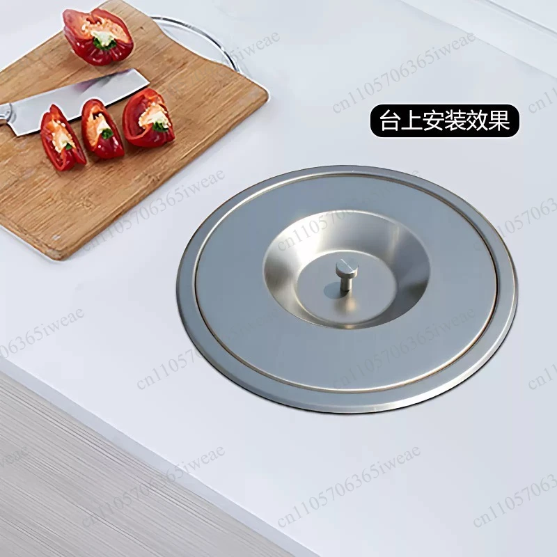 Trash Can Embedded Trash Can Environmental Protection Hidden Embedded Trash Can 8L Kitchen Countertop Built-in Stainless Steel