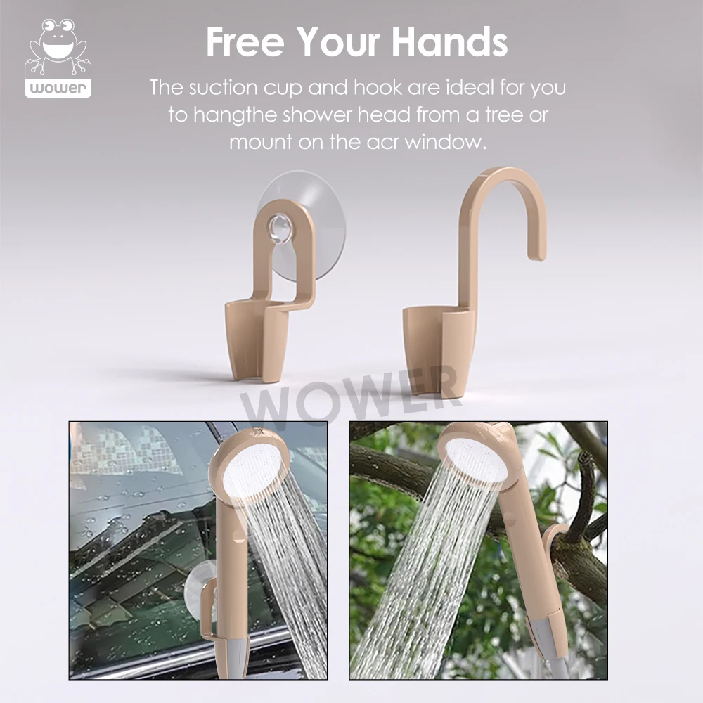 WOWER Portable Shower 4000mAh IPX8 Waterproof with Digital Display Rechargeable Portable Shower for Camping Travel Shattaf