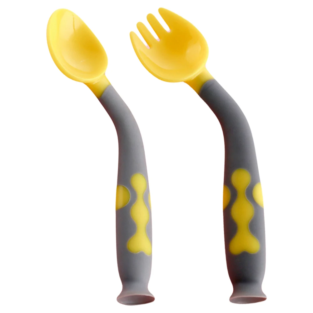 1 Bendable Infant Feeding Tableware High Temperature Resistant Non-Slip Suction Base Baby Feeding Spoon Fork Baby Tableware Set