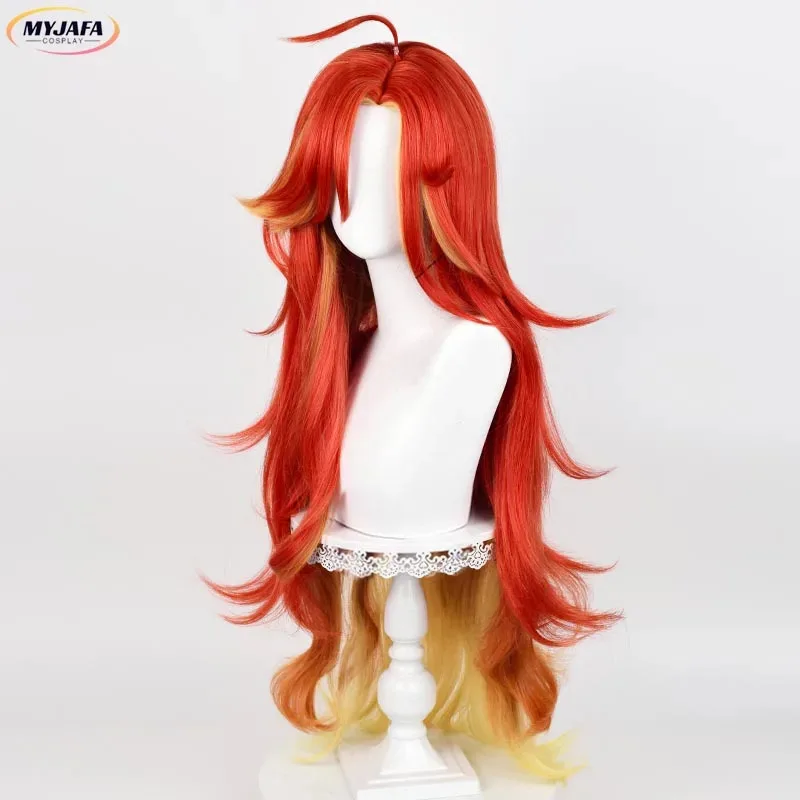 

Candy 2025Mavuika Косплей Игра Длинные Вьющиеся Волнистые Красные Желтые Смешанные Термостойкие Синтетические Волосы Хэллоуин Аниме Парики + Парик