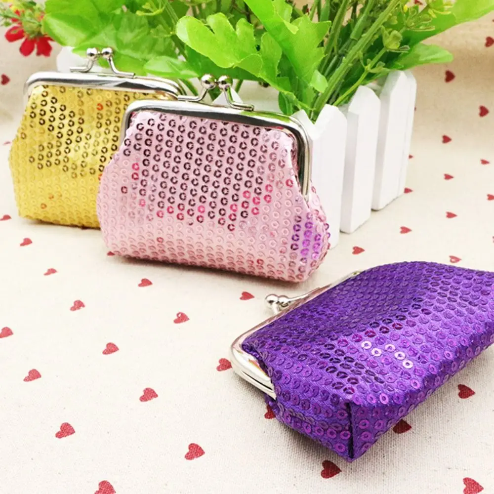 Classic Card Holder Sequin Coin Purse Storage Bag Money Bag Small Purse Bag Kiss Clasp Lock Handbag Clutch Lipstick Bag Outdoor