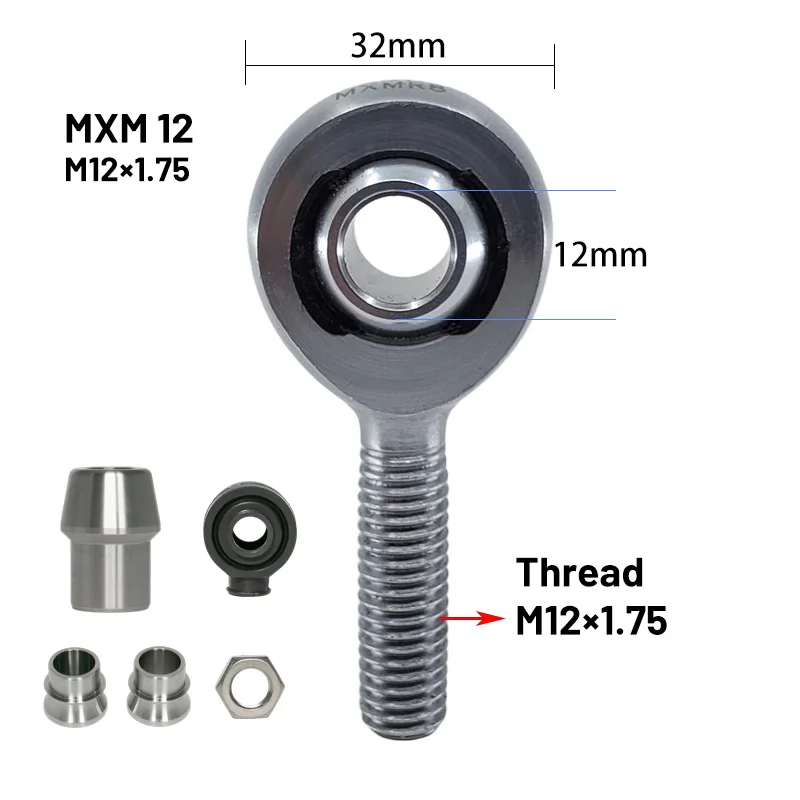 MXM8 M10 M12 M14 M16 A Set of Metric Heim Joint + Spacer + Rubber Boots + Nut + Weldable Bung Rod End Bearing image 3