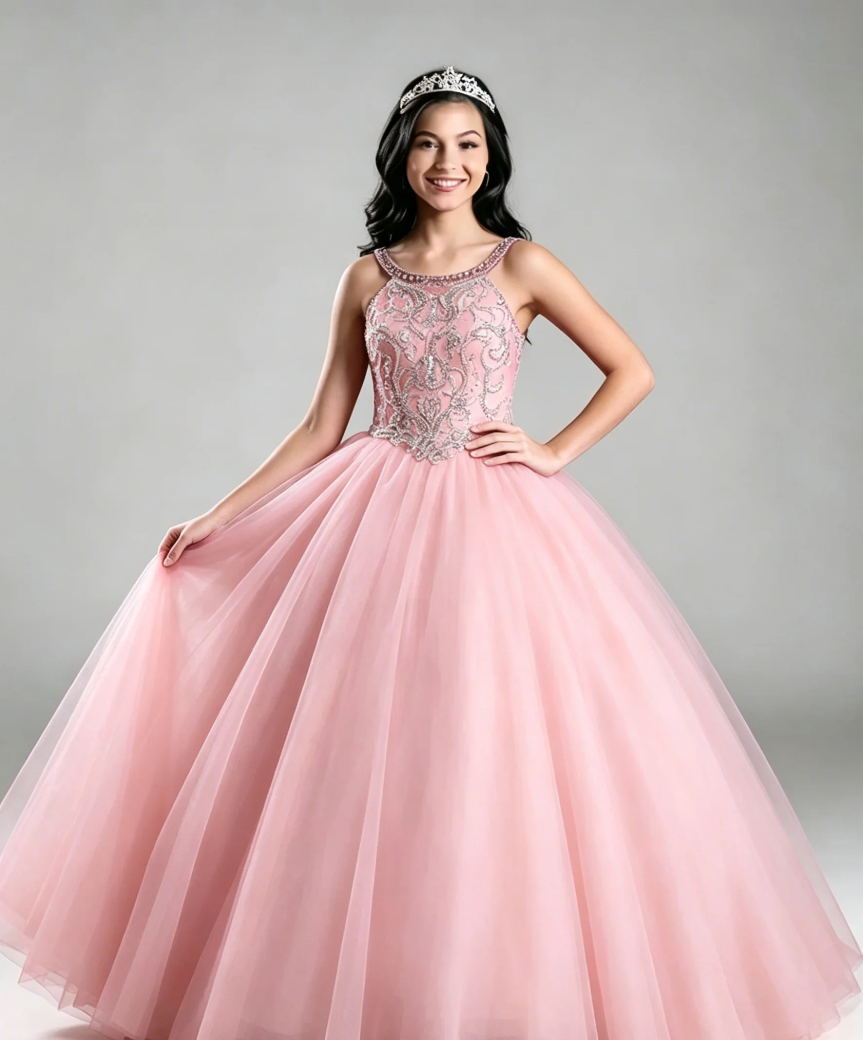 

Customized Flower Girl Dresses for Wedding Sleevless Beading Tulle Floor Lenght Kids Birthday Party First Communion Gowns