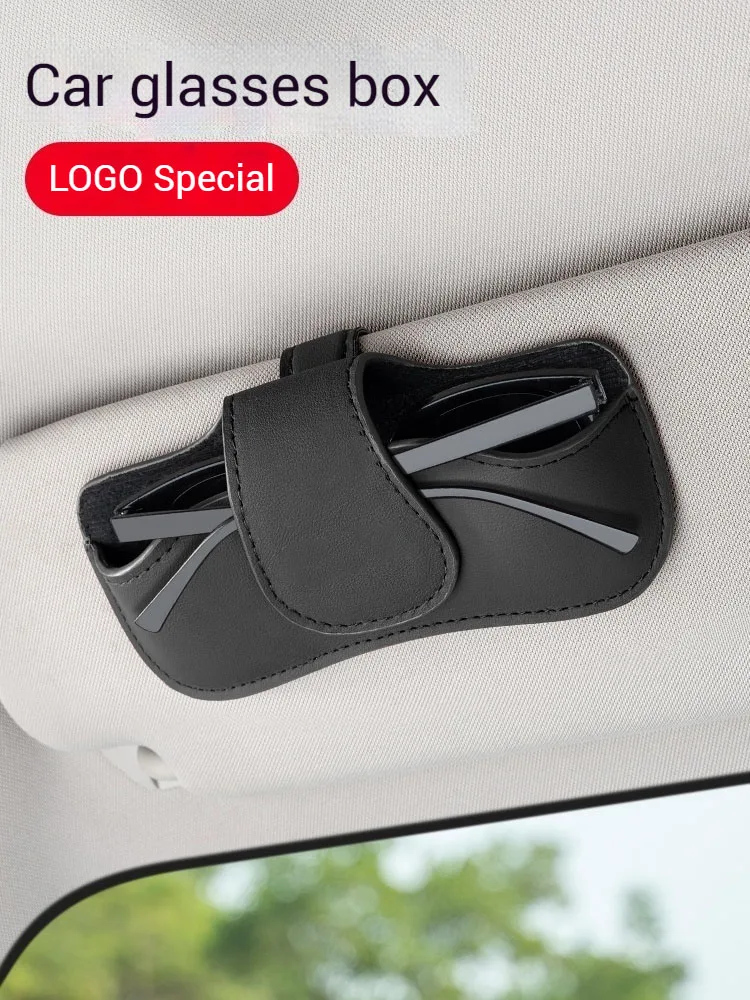 PU Leather Car Glasses Case Eyeglass Case Shock-proof Car Sunglasses Holder Stable Wear-Resistant Sun Visor Storage Box Vehicle