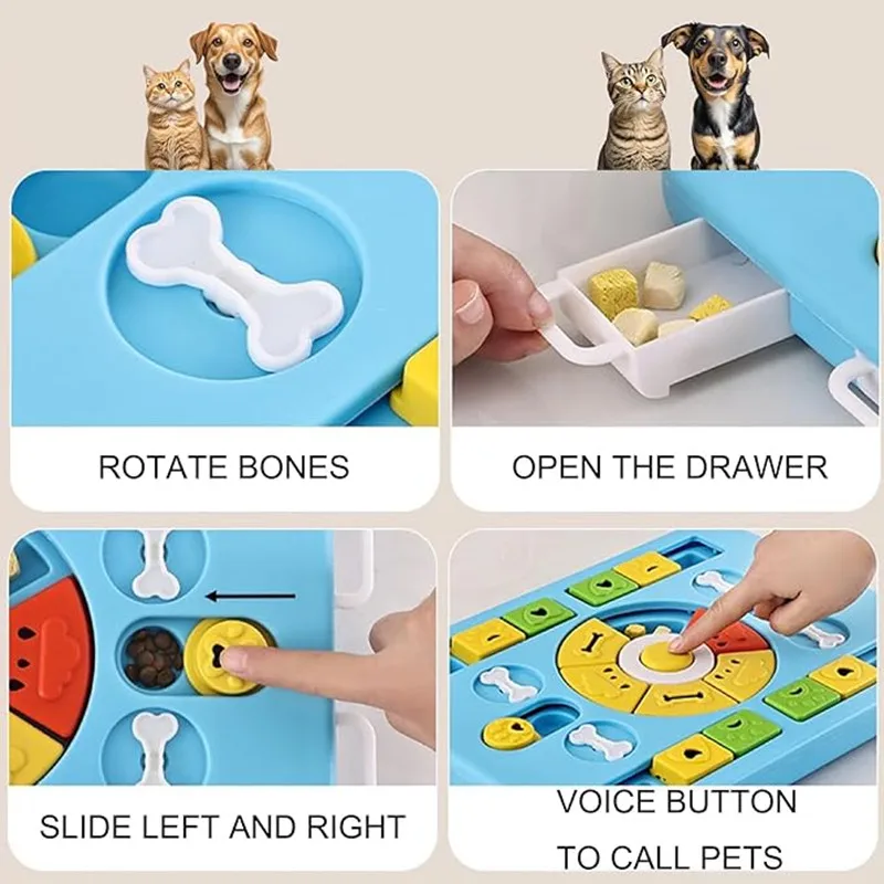 Interaktives Hunde-Puzzle-Spielzeug für große, mittelgroße, kleine Hunde und Katzen, 4-fach spielend, langsamer Futterspender, fördert die Verdauung, leicht zu reinigen