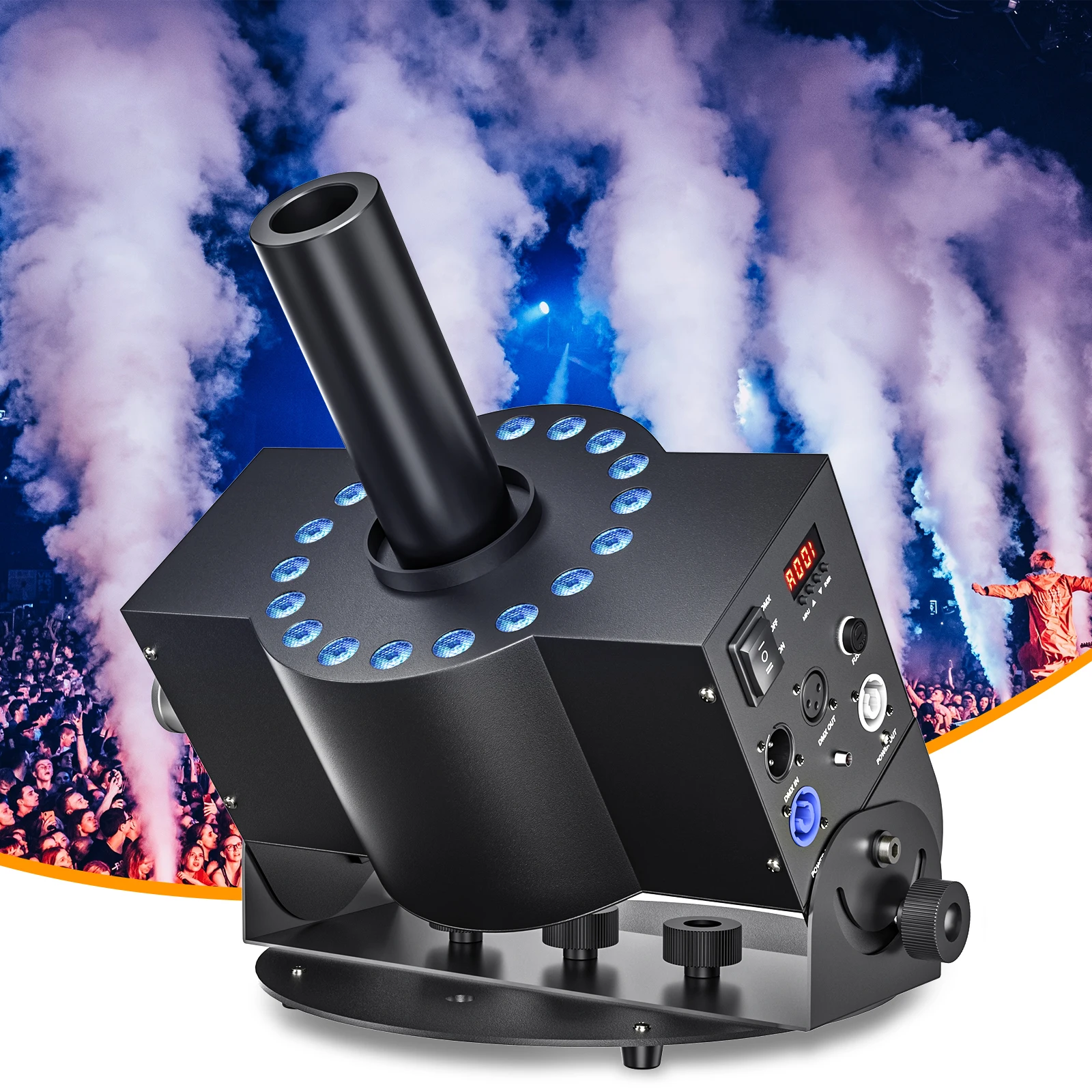 

U`King 300W 18Pcs Led Co2 Fog Jet Machine for Dj Ktv Disco Wedding Stage Effect Bar Party Smoke Carbon Dioxide Column Machine