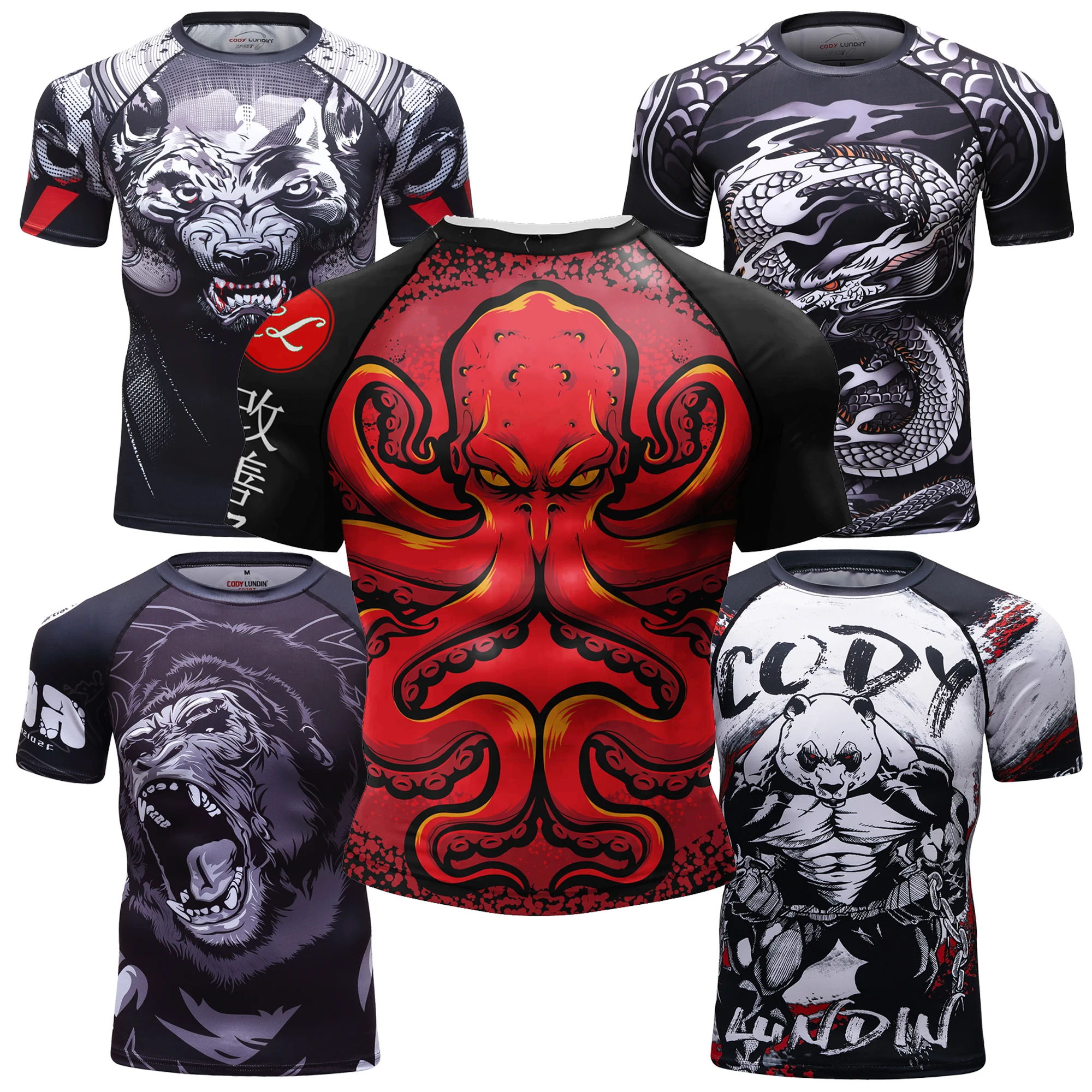 Ukiyo-e Style MMA Training Suit, Brazilian Jiu-jitsu Quick-drying T-shirt, Summer Outdoor Street Breathable Men's T-shirt