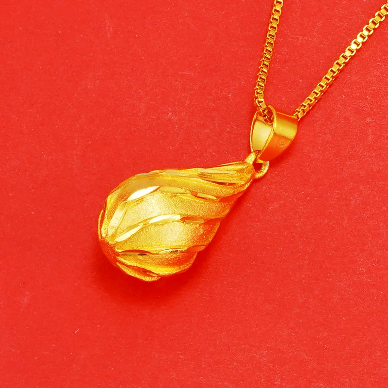pure 18k Gold Color Water droplet Necklace chain for Women wedding birthday Party Ladies Necklace Fashion Luxury Jewelry Gifts