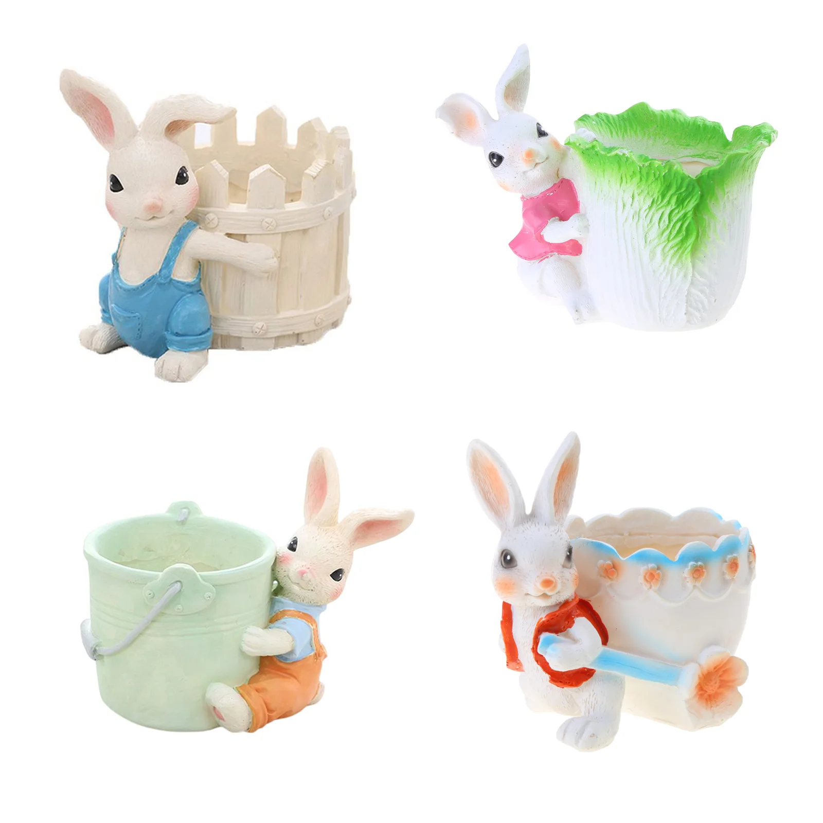 

H7EA Resin Flower Pots Succulents Pots Cartoon Rabbit Resin Succulents Planter Plant Pots Decorations for Indoor Office