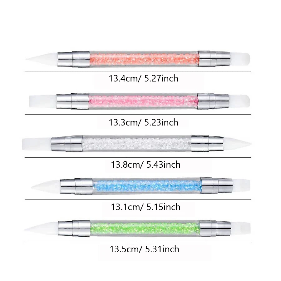 Nail Art Silicone Brush 5Pcs Set, Dual-head Carving Painting Pen, Nail Tips Sculpture Manicure Tool