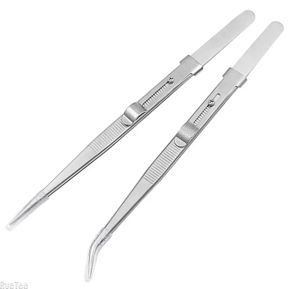Adjustable Stainless Steel Tweezers Slide lock Antistatic Tweezers Jewelry Making Component Repair Tools Tool For Electronic