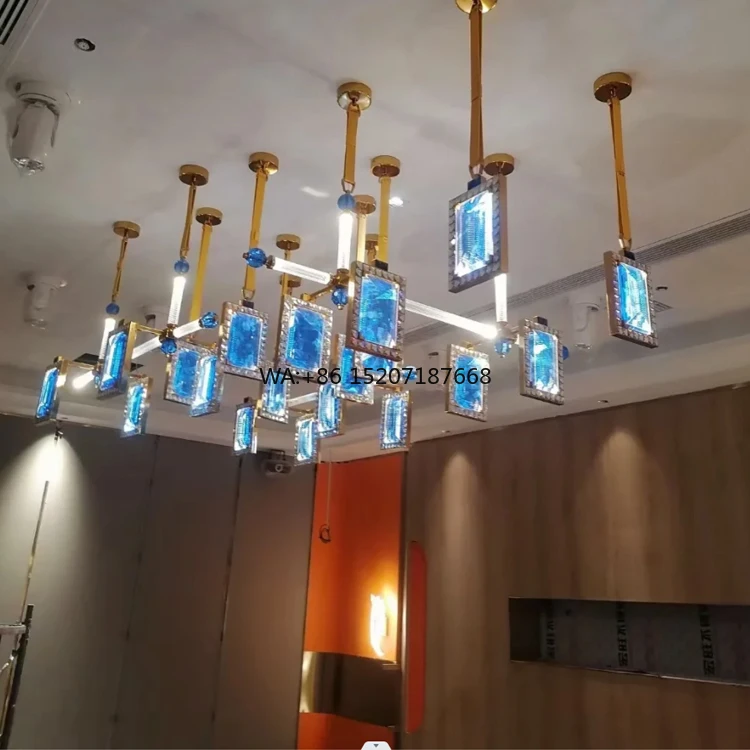Custom Designer Lighting Modern Hotel Lobby bar TKV Villa Leather Art Glass Interior Decorative Large Luxury Crystal Chandelier