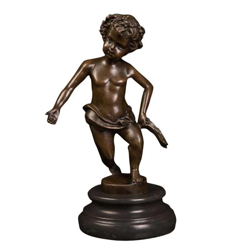 

ZY-282 Bronze Handmade Little Boy Statues and Sculptures Cute Child Kid Copper Figurine Children Room Decor Birthday Gifts