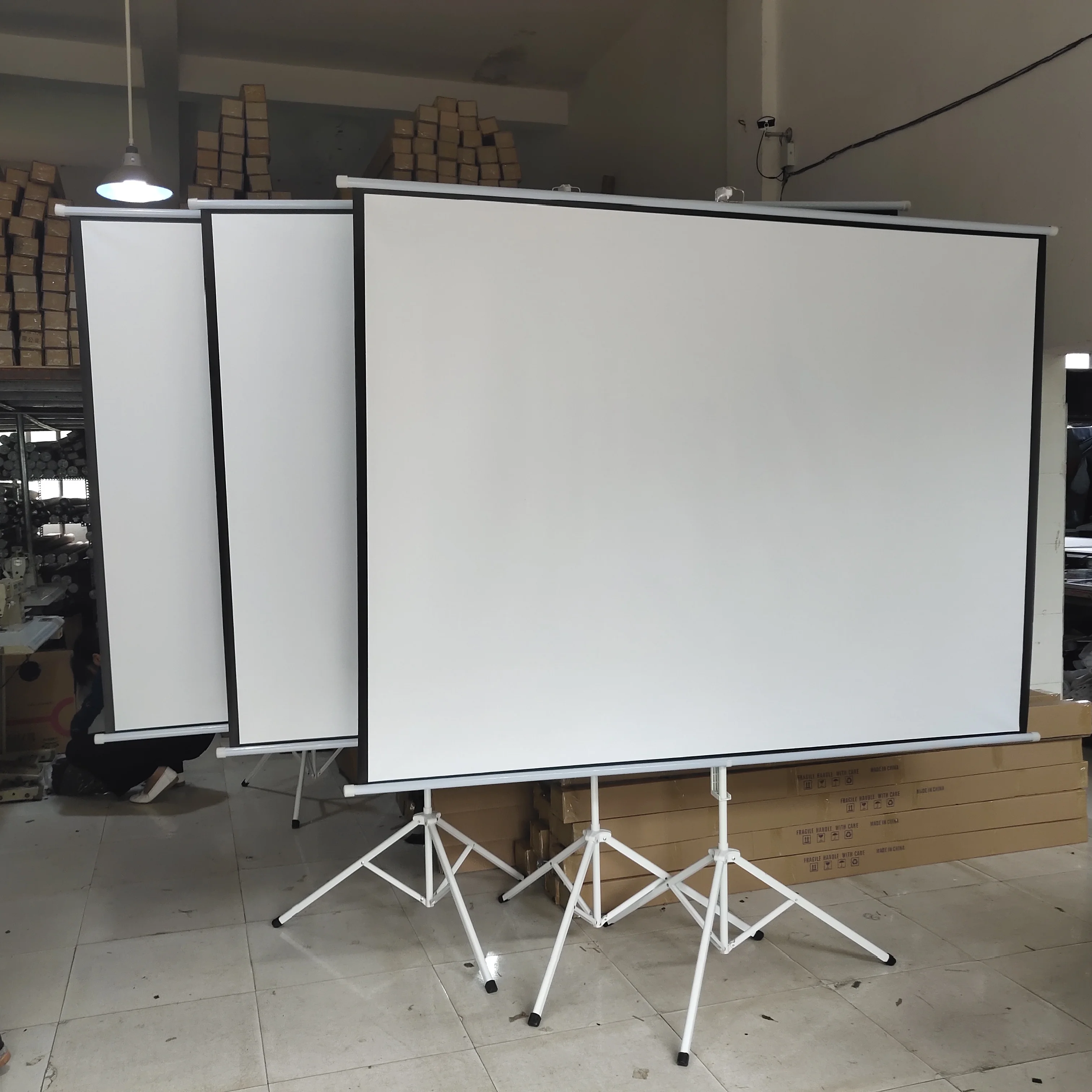 84-Inch Portable Tripod Drop-Down Outdoor Indoor Matte White Projector Screen with Stand