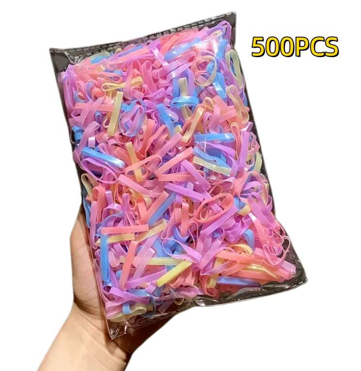 Mini-élastiques à cheveux jetables Pastel 500 pièces, attaches souples pour cheveux, accessoires pour la fabrication de bracelets DIY pour filles