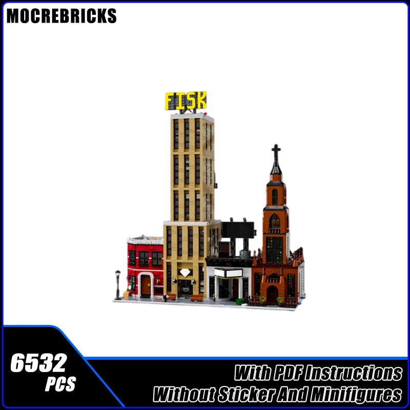 

MOC City Landscape Architecture Hell's Kitchen Modular Building Blocks Creative DIY Downtown Assembly Bricks Model Toy Xmas Gift