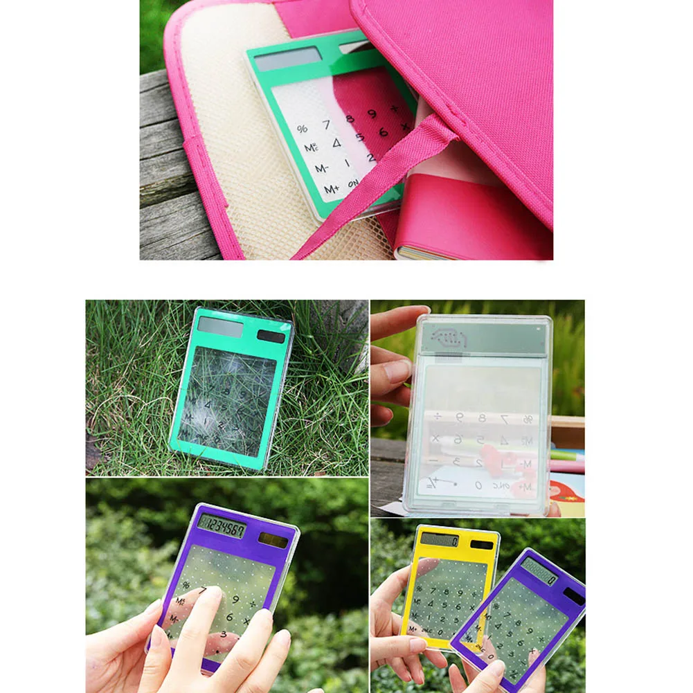 Solar Ultra Slim Touchscreen LCD 8 Digit Electronic Transparent Calculator Home Office Use Calculator офис полезно Office Useful