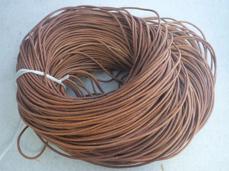 100m/roll natural brown 2mm Round Genuine Leather Cord