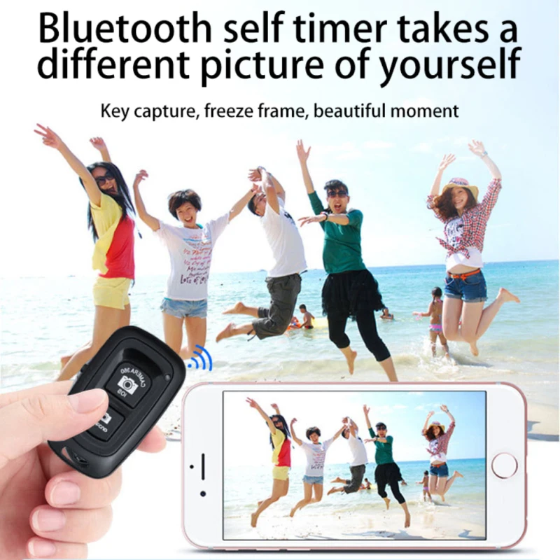 Bluetooth compatível sem fio adaptador do obturador remoto, lançamento, selfie Acessório, controle do telefone móvel, câmera fotográfica