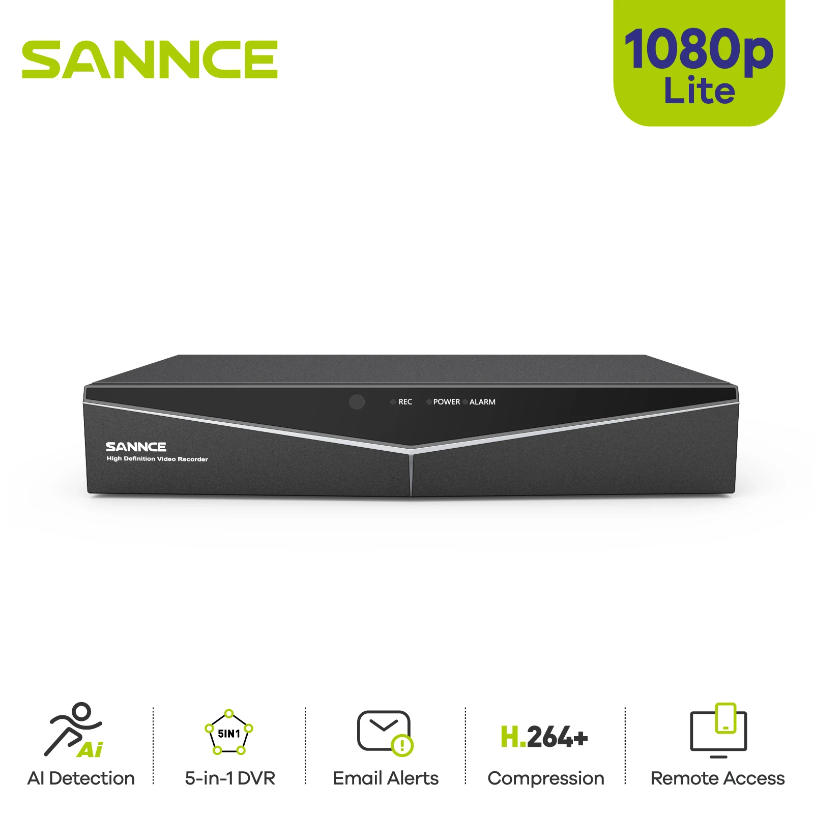 SANNCE 8 Channel Digital Video Recorder CCTV DVR H.264 1080P Support AHD, TVI,CVI, CVBS, IP Video Input CCTV Surveillance DVR